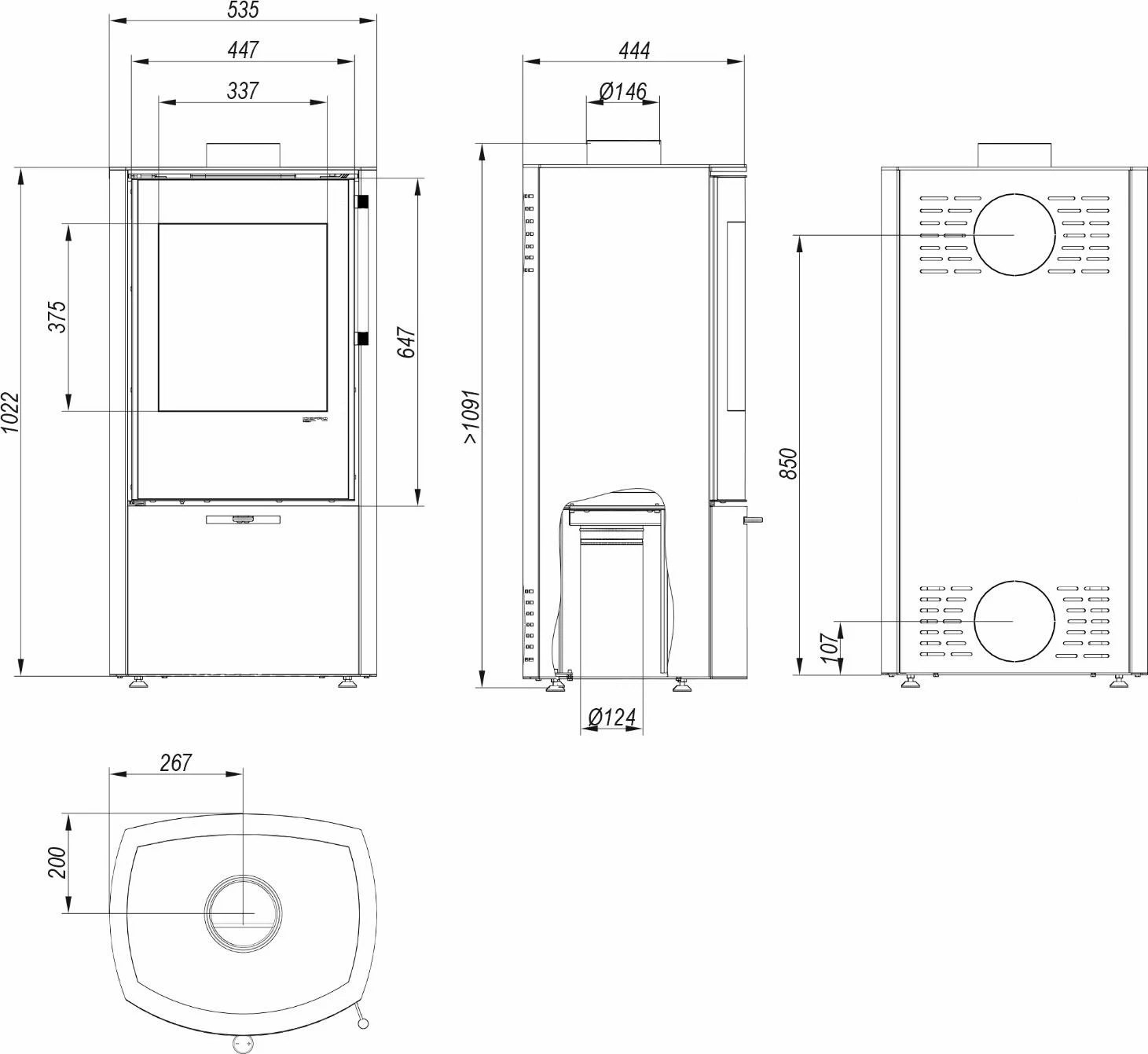 Defro Home Kamin Ceres 2 Mõõdud