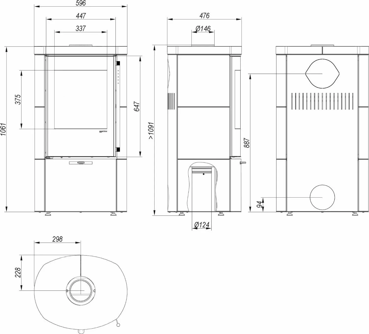 Defro Home Kamin Ceres KRM 2.0 Mõõdud