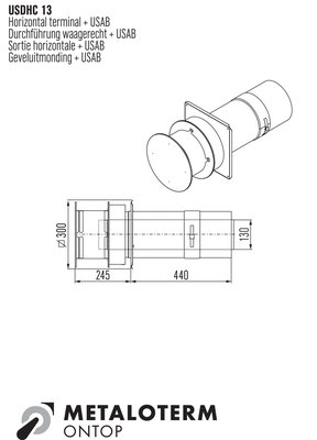 Metaloterm Gaasikorsten Terminal Hor USDHC 13 Mõõdud