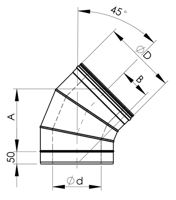 Vilpra Gaasikorsten Polv 45 CLV Mõõdud