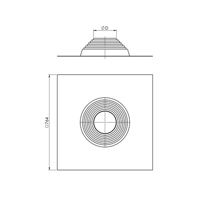 Vilpra Universaalne katuse läbiviigu Katik AL+EPDM (Ø 160–300 mm, 0°–45°) Mõõdud